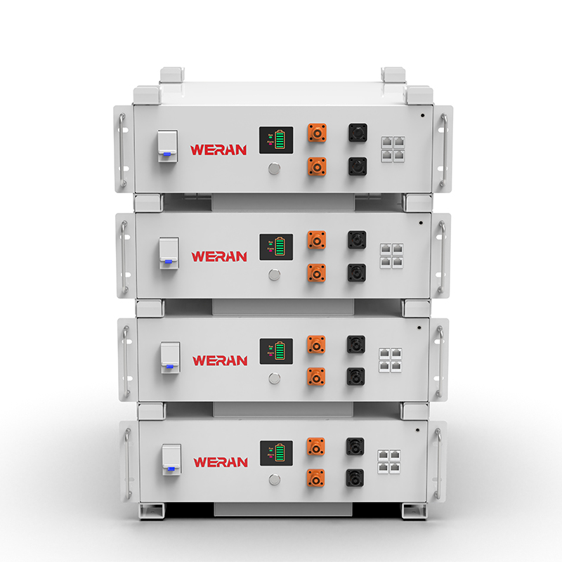 Batería de bastidor LiFePO4 WERAN WRL-48100RW de 51,2 V y 100 Ah (5,12 kWh) – 8000 ciclos, CAN/RS485, apilable para el hogar ESS