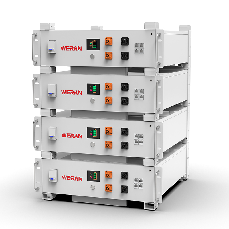 Batería de bastidor LiFePO4 WERAN WRL-48100RW de 51,2 V y 100 Ah (5,12 kWh) – 8000 ciclos, CAN/RS485, apilable para el hogar ESS