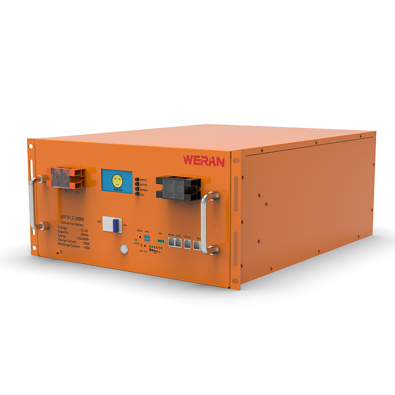 Batería de bastidor LiFePO4 WERAN WRL-48200RO de 51,2 V y 200 Ah (10,24 kWh) – 8000 ciclos, alta corriente, almacenamiento solar modular