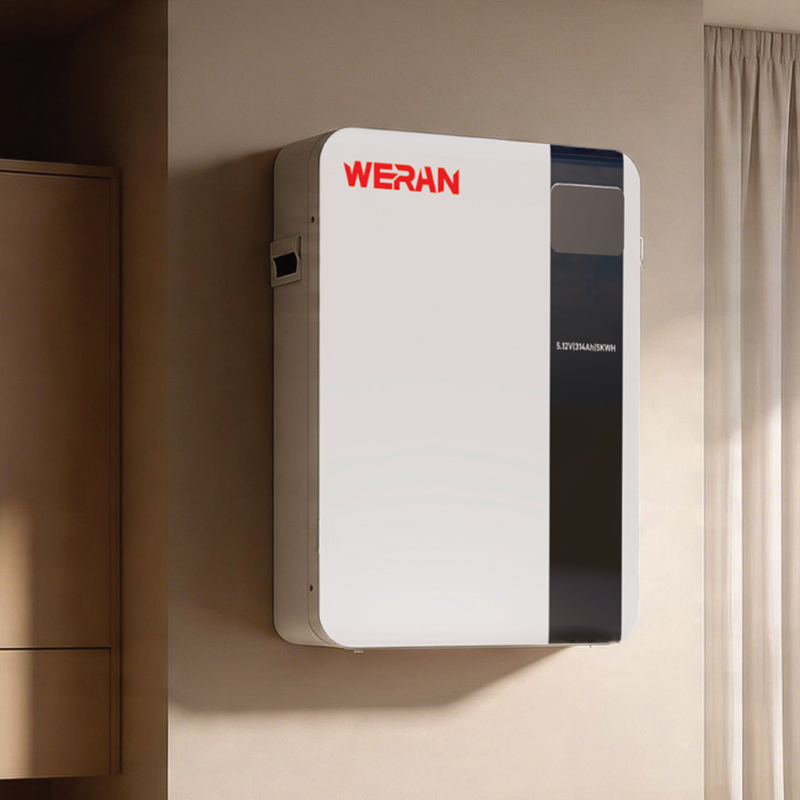 Batería montada en la pared LiFePO4 de WERAN 51.2V 100Ah 5.12kWh para almacenamiento de energía solar residencial