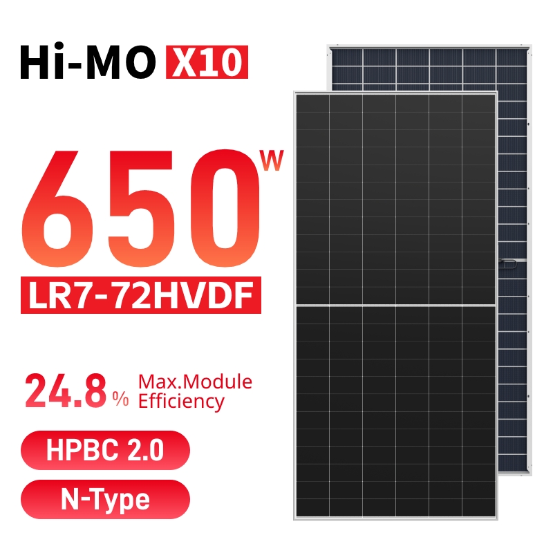 LONGi Hi-MO X10 Guardian Antipolvo 640-670W LR7-72HVDF Panel solar bifacial de doble vidrio HPBC 2.0